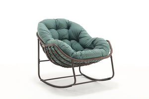 English Elm Outdoor Wicker Egg Rocking Chair Oversized Synthetic Rattan Porch Lounge Seat W640P360267