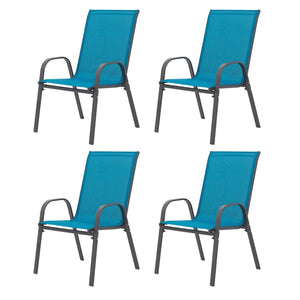 English Elm 4 Piece Stackable Outdoor Patio Chairs Textilene Mesh Steel Frame High Back Armrest Set W640P416108