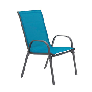 English Elm 4 Piece Stackable Outdoor Patio Chairs Textilene Mesh Steel Frame High Back Armrest Set W640P416108