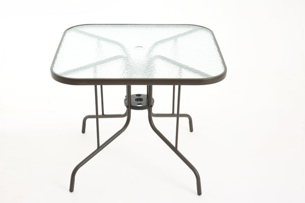 English Elm Tangkula Square Outdoor Bistro Table Tempered Glass Top Powder Coated Metal Frame Seats Four Brown W640P481244