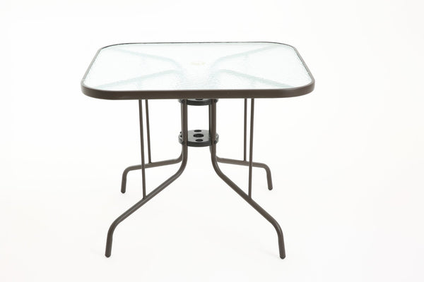 English Elm Tangkula Square Outdoor Bistro Table Tempered Glass Top Powder Coated Metal Frame Seats Four Brown W640P481244