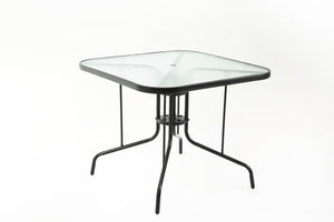 English Elm Tangkula Square Outdoor Bistro Table Tempered Glass Top Powder Coated Metal Frame Seats Four Black W640P481245