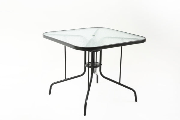 English Elm Tangkula Square Outdoor Bistro Table Tempered Glass Top Powder Coated Metal Frame Seats Four Black W640P481245