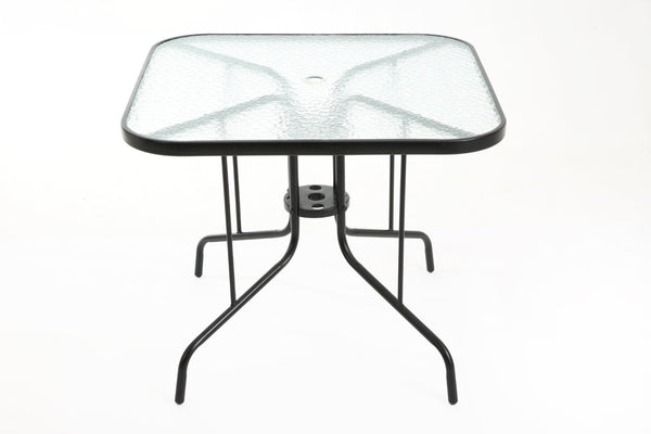 English Elm Tangkula Square Outdoor Bistro Table Tempered Glass Top Powder Coated Metal Frame Seats Four Black W640P481245