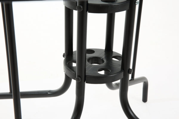 English Elm Tangkula Square Outdoor Bistro Table Tempered Glass Top Powder Coated Metal Frame Seats Four Black W640P481245