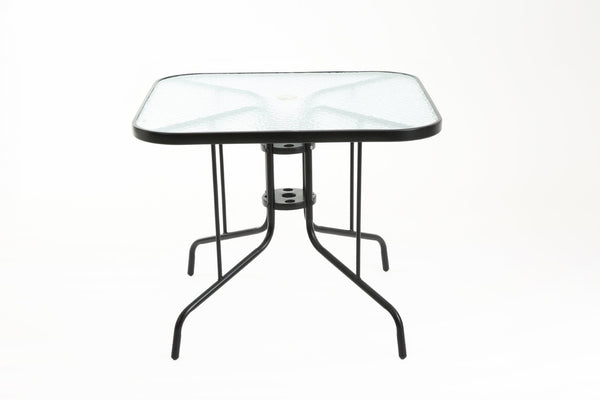 English Elm Tangkula Square Outdoor Bistro Table Tempered Glass Top Powder Coated Metal Frame Seats Four Black W640P481245