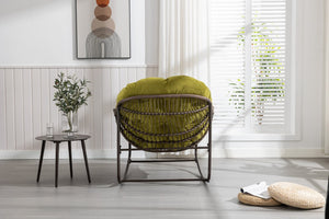 English Elm Outdoor Woven Rattan Egg Rocking Chair with Padded Cushion for Patio and Porch W640P523131