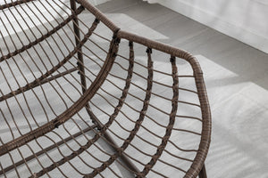 English Elm Outdoor Woven Rattan Egg Rocking Chair with Cushion for Patio Porch or Garden W640P523159