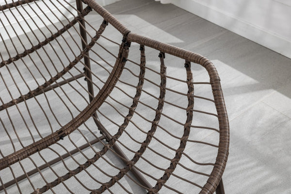 English Elm Outdoor Woven Rattan Egg Rocking Chair with Cushion for Patio Porch or Garden W640P523159