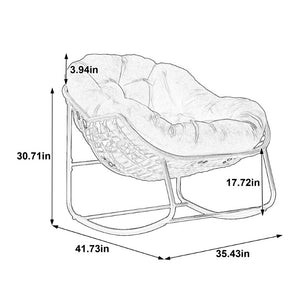 English Elm Outdoor Woven Rattan Egg Rocking Chair with Cushion for Patio Porch or Garden W640P523159
