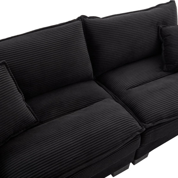 English Elm Corduroy Upholstered Sleeper Loveseat with Deep Foam Seat and Two Accent Pillows W676P184130