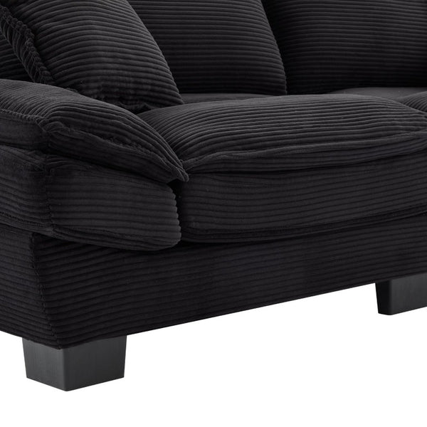 English Elm Corduroy Upholstered Sleeper Loveseat with Deep Foam Seat and Two Accent Pillows W676P184130