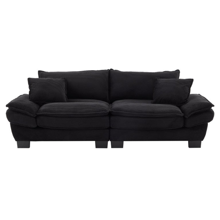 English Elm Corduroy Upholstered Sleeper Loveseat with Deep Foam Seat and Two Accent Pillows W676P184130