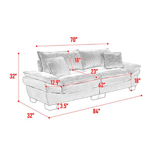 English Elm Corduroy Upholstered Sleeper Loveseat with Deep Foam Seat and Two Accent Pillows W676P184130