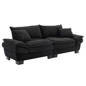 English Elm Corduroy Upholstered Sleeper Loveseat with Deep Foam Seat and Two Accent Pillows W676P184130