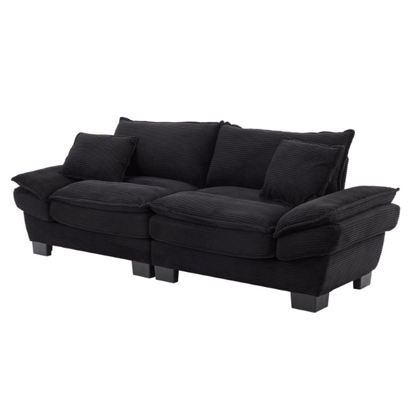 English Elm Corduroy Upholstered Sleeper Loveseat with Deep Foam Seat and Two Accent Pillows W676P184130