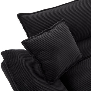 English Elm Corduroy Upholstered Sleeper Loveseat with Deep Foam Seat and Two Accent Pillows W676P184130