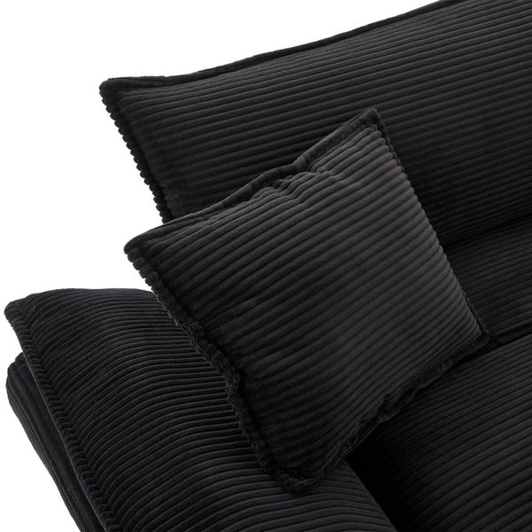 English Elm Corduroy Upholstered Sleeper Loveseat with Deep Foam Seat and Two Accent Pillows W676P184130