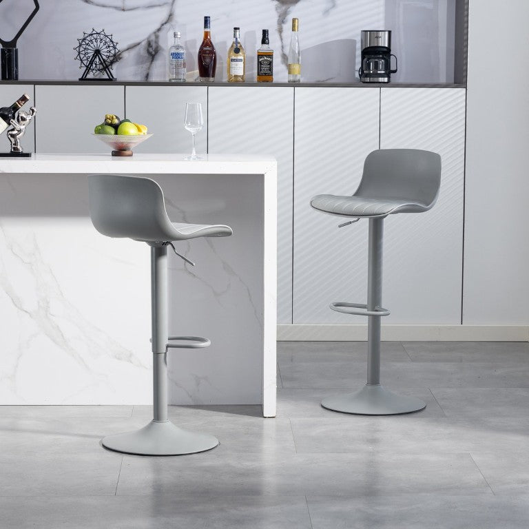 English Elm Bar Stools Set of 2 Adjustable Swivel PU Leather Counter Height Kitchen Island Seating W676P358681