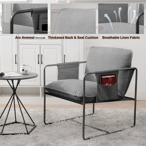 English Elm 2 Teddy Fabric Hanging Accent Chairs with Arm Pockets Welded Iron Frame Cozy Seat W680P145265