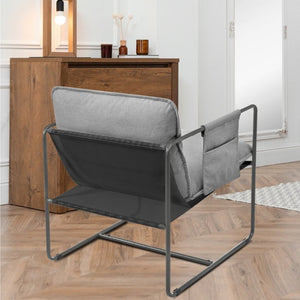 English Elm 2 Teddy Fabric Hanging Accent Chairs with Arm Pockets Welded Iron Frame Cozy Seat W680P145265