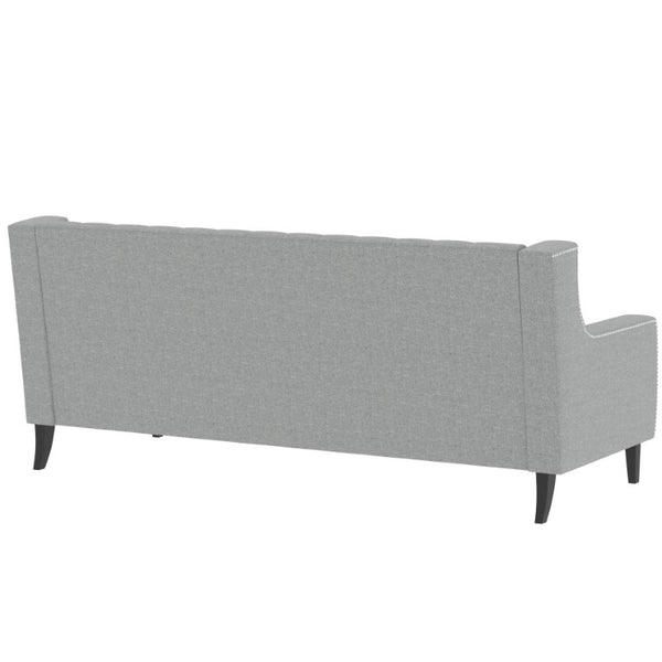English Elm 78.75 Inch Mid Century Modern 3 Seater Sofa with Button Tufted Back and Birch Legs W680P188561