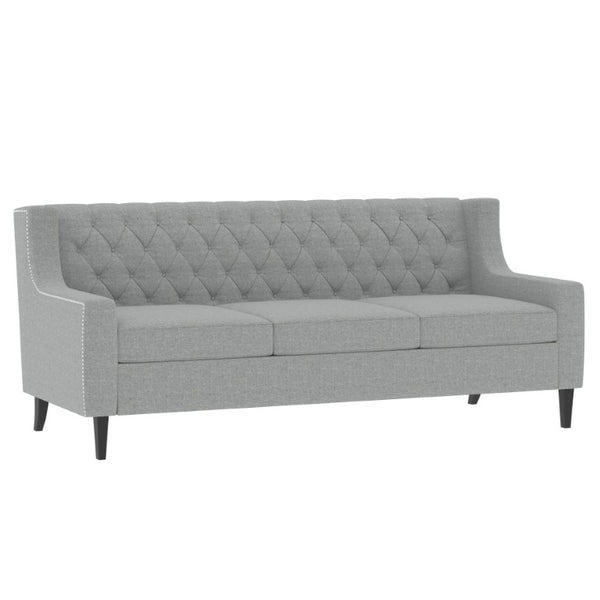 English Elm 78.75 Inch Mid Century Modern 3 Seater Sofa with Button Tufted Back and Birch Legs W680P188561