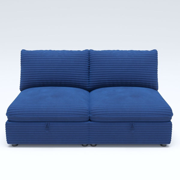 English Elm Modular Sectional Sofa with Hidden Storage and Breathable Fabric for Living Rooms Blue 2PCS W680P401780