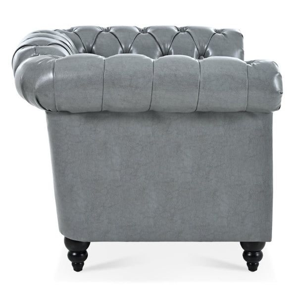 English Elm 1 Seater PU Leather Accent Chair Tufted Back Birch Legs for Living Room Nook W680P405338