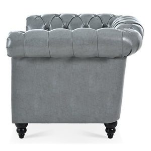 English Elm 1 Seater PU Leather Accent Chair Tufted Back Birch Legs for Living Room Nook W680P405338