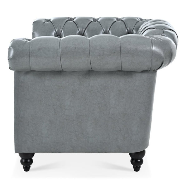 English Elm 1 Seater PU Leather Accent Chair Tufted Back Birch Legs for Living Room Nook W680P405338