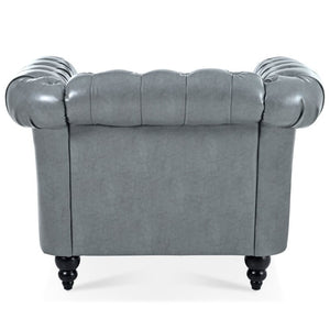 English Elm 1 Seater PU Leather Accent Chair Tufted Back Birch Legs for Living Room Nook W680P405338