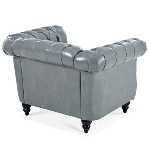 English Elm 1 Seater PU Leather Accent Chair Tufted Back Birch Legs for Living Room Nook W680P405338