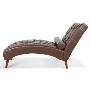 English Elm Upholstered Pu Leather Chaise Lounge with Birch Sled Base for Bedroom Living Room W680P426999