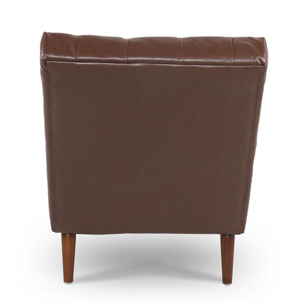 English Elm Upholstered Pu Leather Chaise Lounge with Birch Sled Base for Bedroom Living Room W680P426999