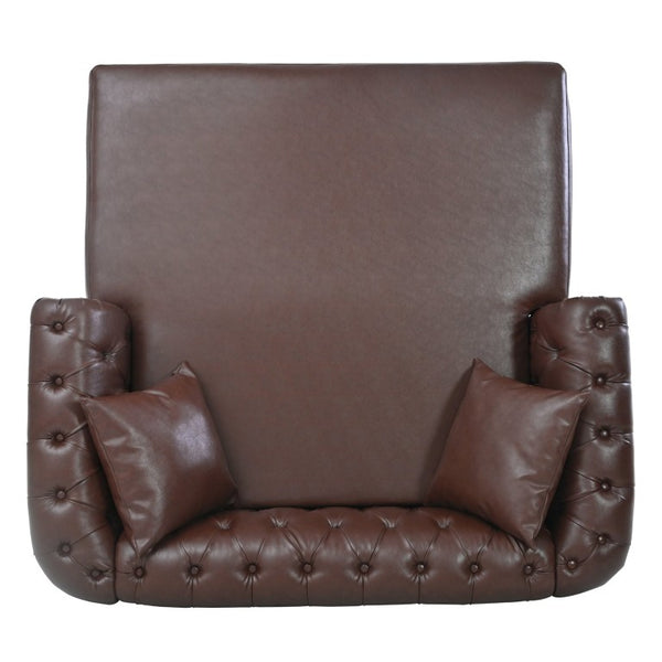English Elm 63 Inch Tufted PU Leather Chaise Loveseat with Rolled Arms for Living Room Lounging W680P428712