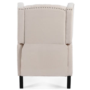 English Elm 27.16" Wide Wingback Manual Recliner with Tufted High Back and Nail Head Trim Beige W680P451417