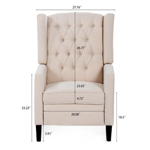 English Elm 27.16" Wide Wingback Manual Recliner with Tufted High Back and Nail Head Trim Beige W680P451417