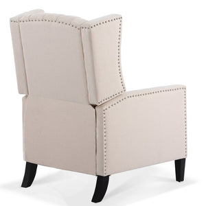 English Elm 27.16" Wide Wingback Manual Recliner with Tufted High Back and Nail Head Trim Beige W680P451417