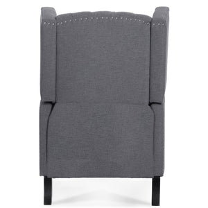 English Elm 27.16" Wide Wingback Manual Recliner with Tufted High Back and Nail Head Trim Grey W680P451419