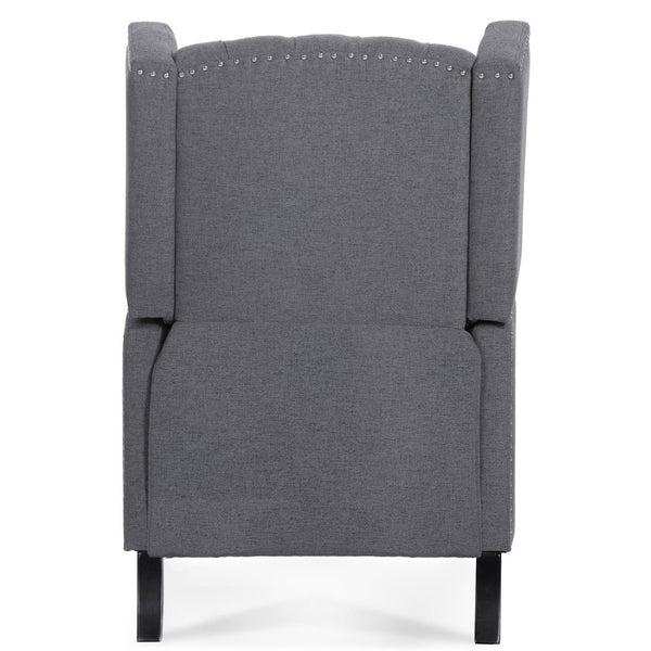 English Elm 27.16" Wide Wingback Manual Recliner with Tufted High Back and Nail Head Trim Grey W680P451419