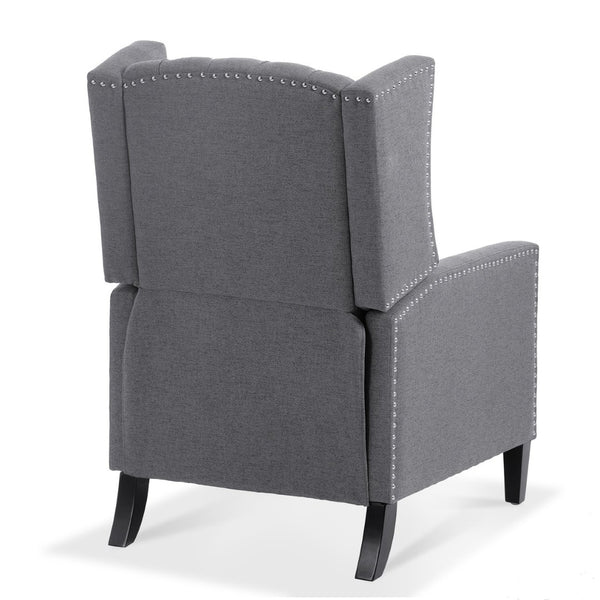 English Elm 27.16" Wide Wingback Manual Recliner with Tufted High Back and Nail Head Trim Grey W680P451419