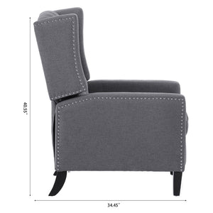 English Elm 27.16" Wide Wingback Manual Recliner with Tufted High Back and Nail Head Trim Grey W680P451419