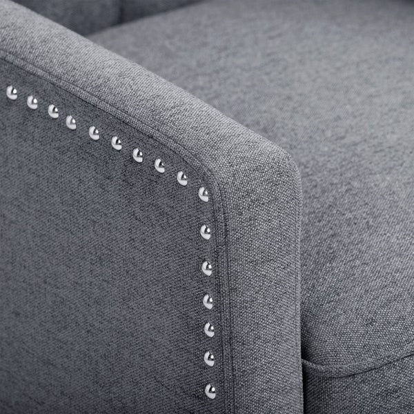 English Elm 27.16" Wide Wingback Manual Recliner with Tufted High Back and Nail Head Trim Grey W680P451419
