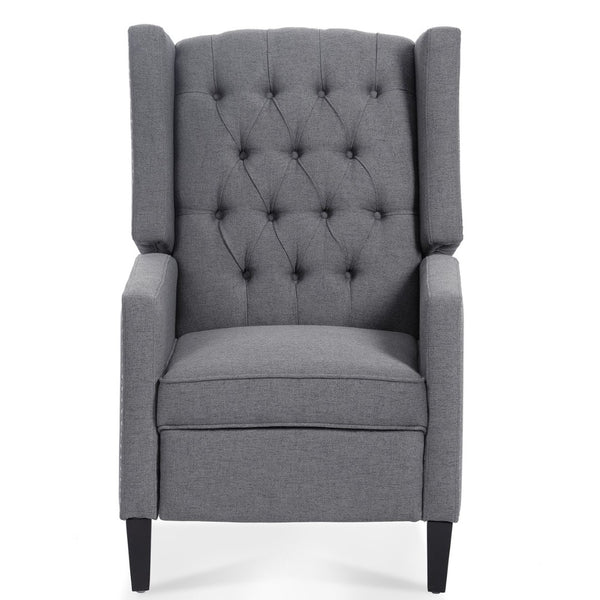 English Elm 27.16" Wide Wingback Manual Recliner with Tufted High Back and Nail Head Trim Grey W680P451419