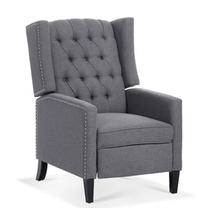 English Elm 27.16" Wide Wingback Manual Recliner with Tufted High Back and Nail Head Trim Grey W680P451419