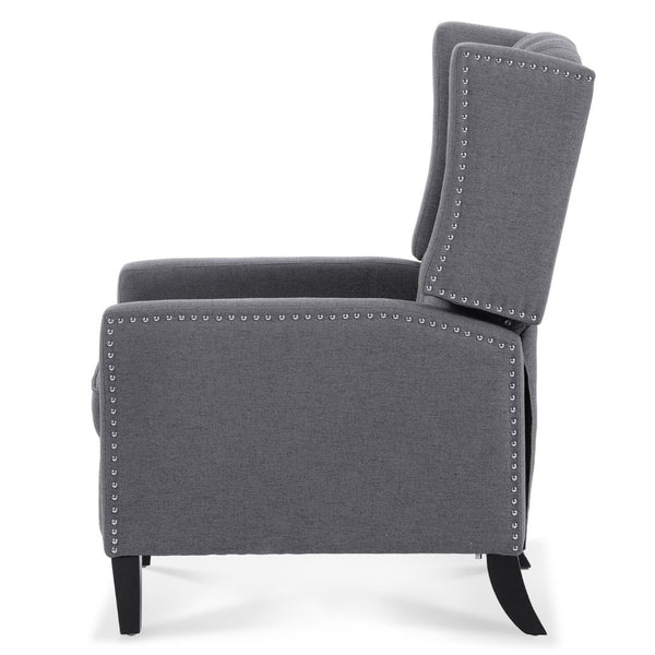 English Elm 27.16" Wide Wingback Manual Recliner with Tufted High Back and Nail Head Trim Grey W680P451419