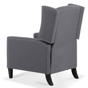 English Elm 27.16" Wide Wingback Manual Recliner with Tufted High Back and Nail Head Trim Grey W680P451419