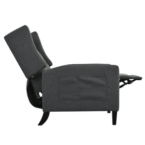 English Elm Manual Pushback Wingback Recliner with Folding Tray Usb Port Solid Wood Mid Century Dark Gray W680P451423