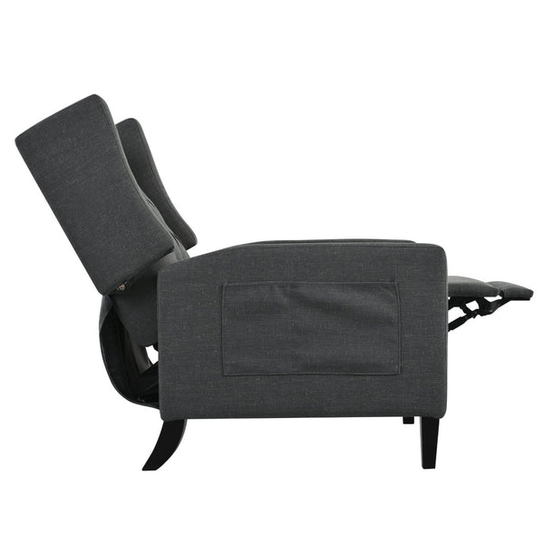 English Elm Manual Pushback Wingback Recliner with Folding Tray Usb Port Solid Wood Mid Century Dark Gray W680P451423